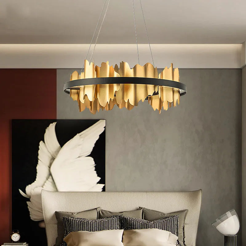 Postmodern Italian minimalist LED chandelier with organic glass shade in black (80x18cm size) for dining room
