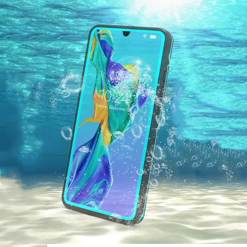 Huawei P30 anti-drop phone case in black with wave point pattern
