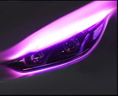 Flexible silicone car LED daytime running light strip with flowing turn signal function.