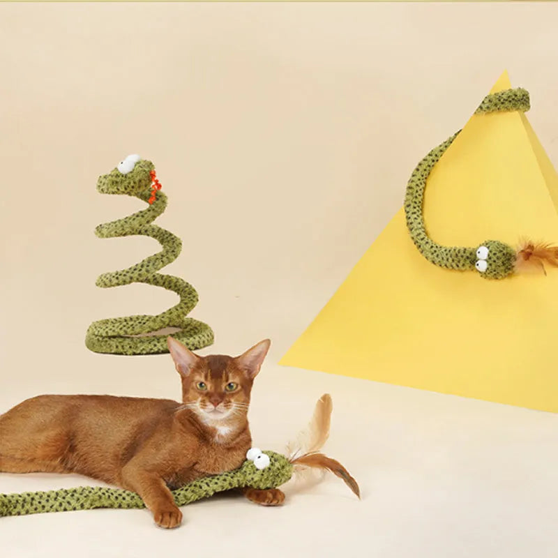Green feather cat teasing stick toy with long 140 cm pole for interactive play.