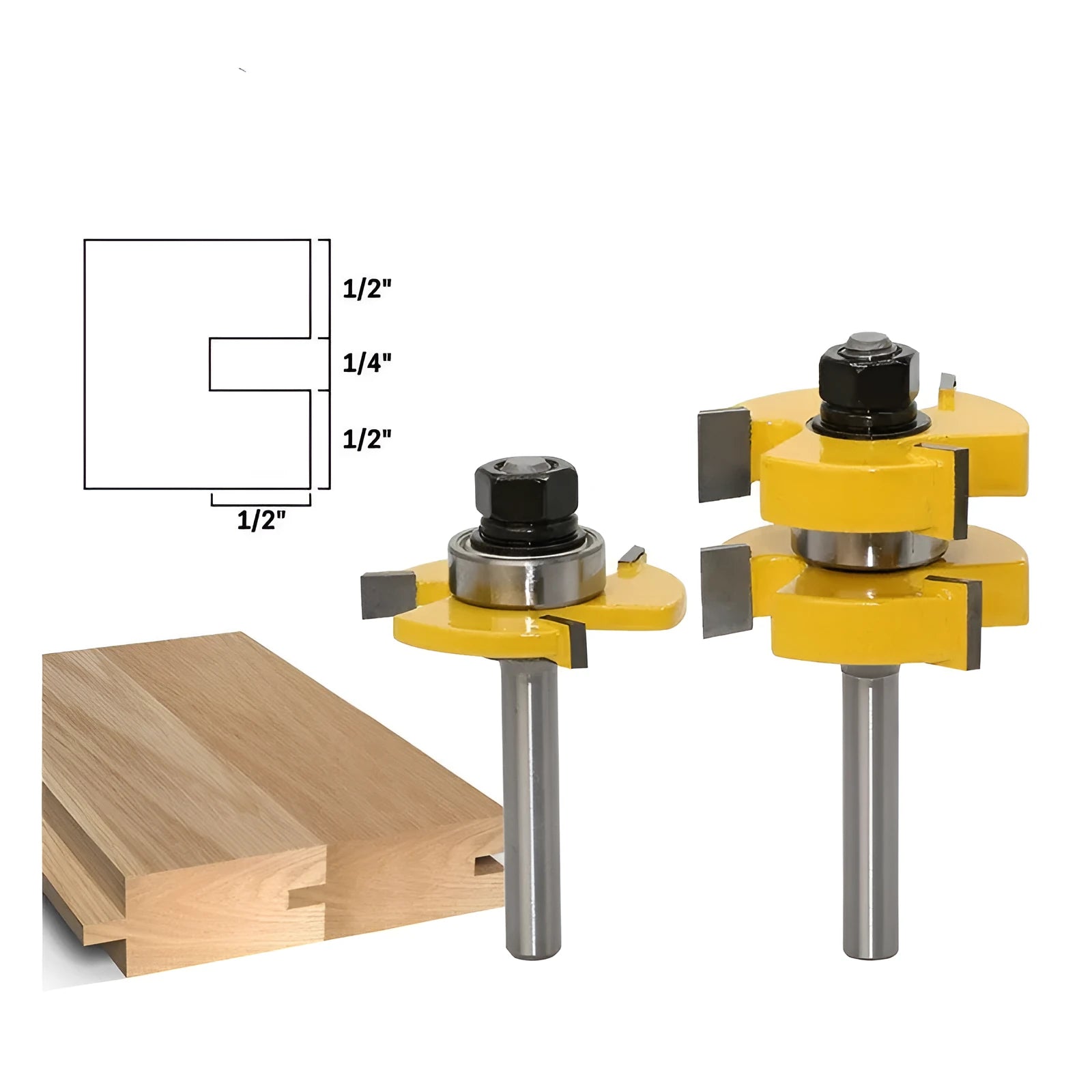 Woodworking T-slot milling cutter with straight handle and three-tooth T-shaped blade