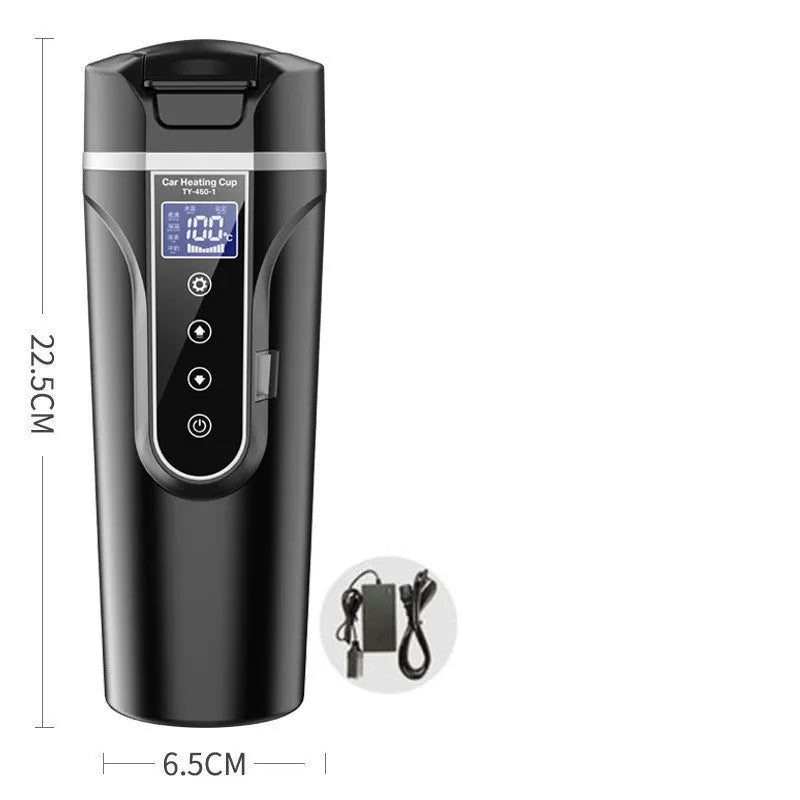 Portable car heating cup with smart touch digital display and 400ml food-grade 304 stainless steel inner