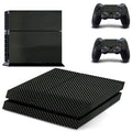 PS4 console with applied carbon fibre style vinyl decal in black, showing smooth, bubble-free coverage.