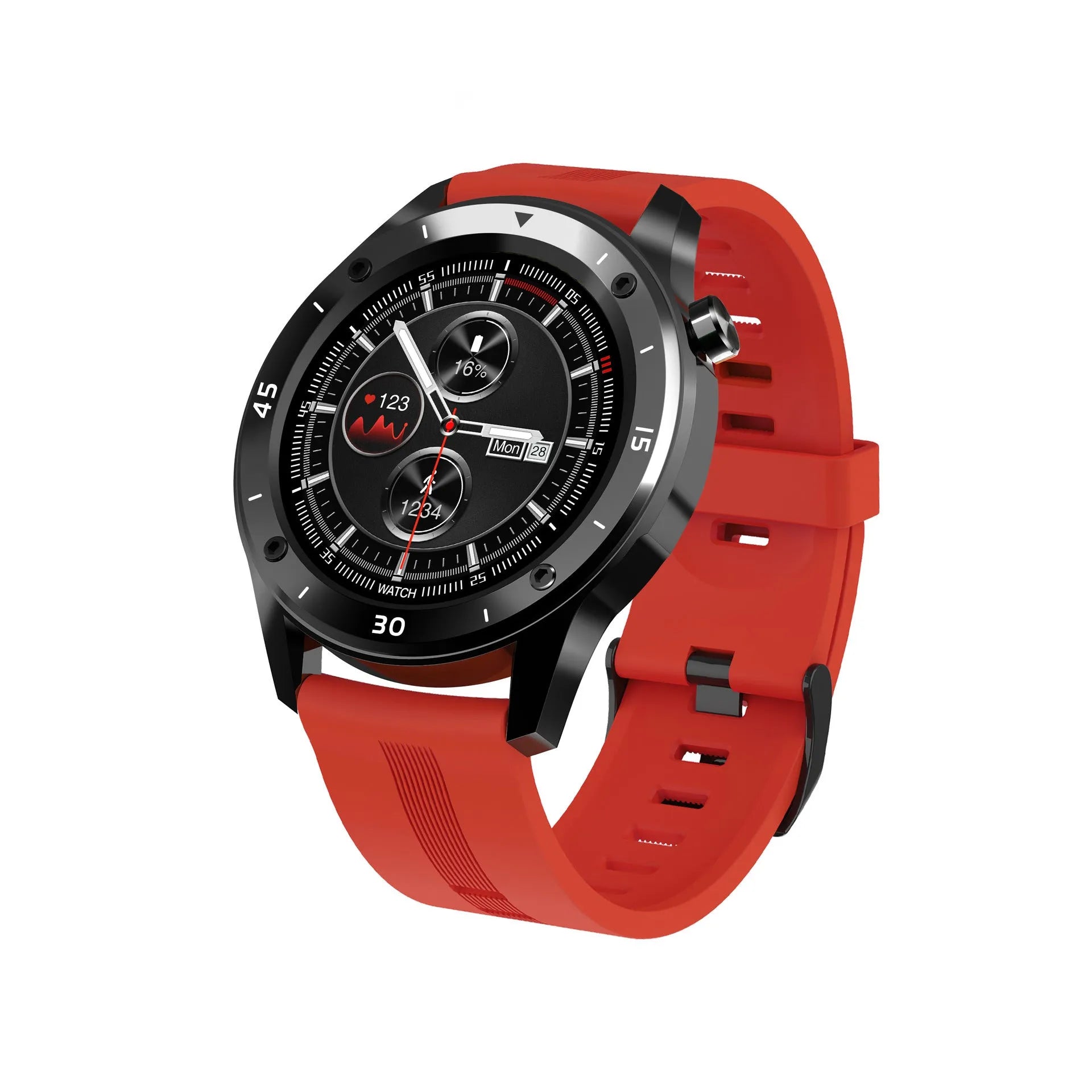 F22 Smart Watch in black with 1.54-inch screen on a TPU wristband, showing fitness tracking display.