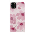 Pink floral soft rubber phone case with lanyard hole for Apple iPhone