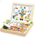 Wooden magnetic puzzle drawing board with animal circus theme pieces for children