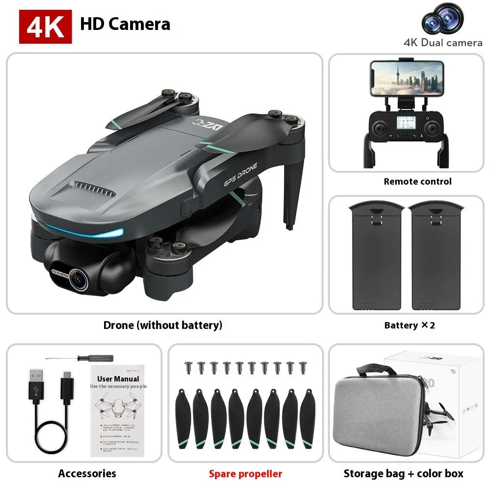 Brushless folding UAV with two-axis mechanical stabilisation head and GPS return, plastic construction, under 30 cm size, in storage bag