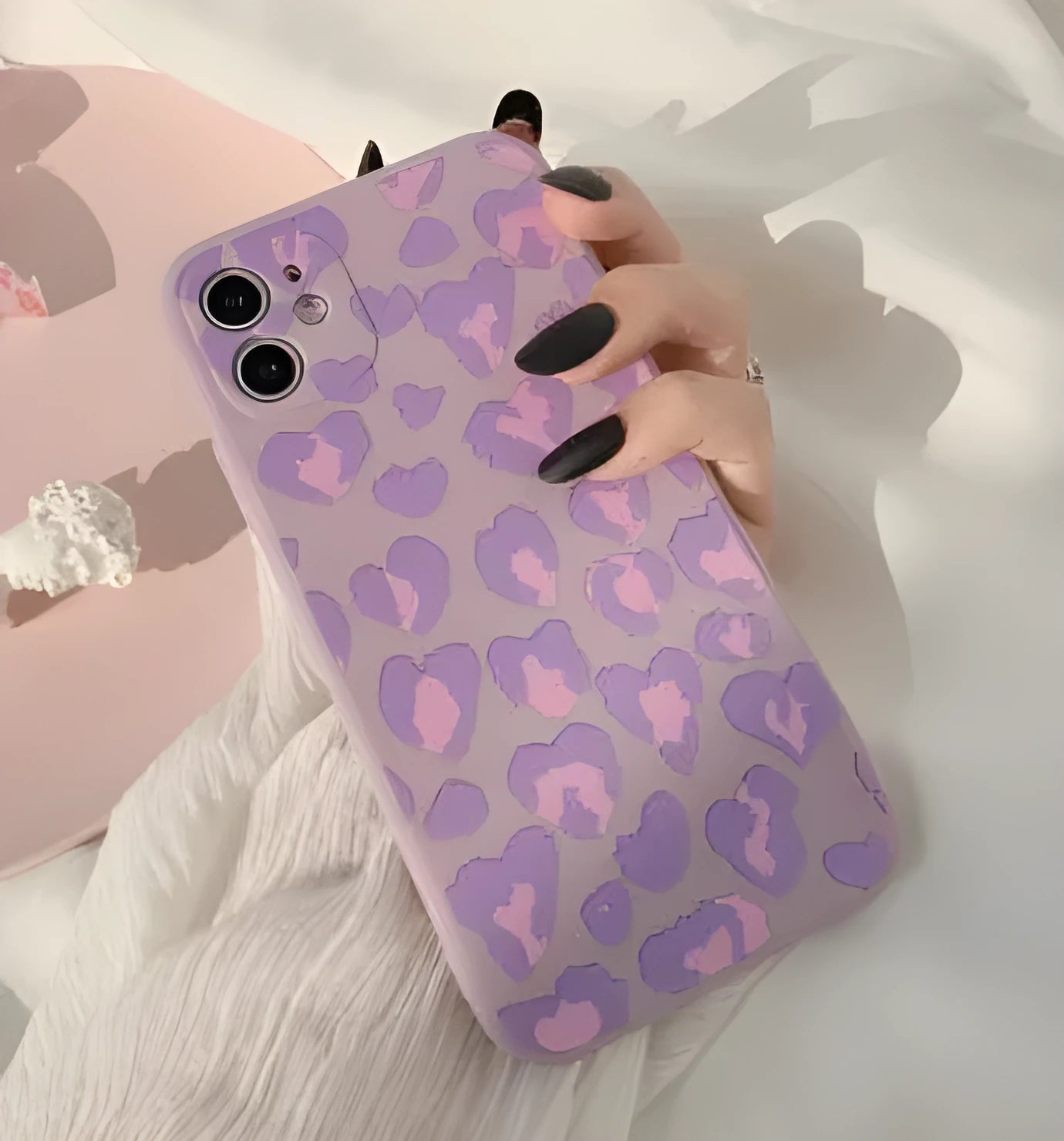 Purple Leopard frosted silicone phone case for Apple iPhone, painted back cover