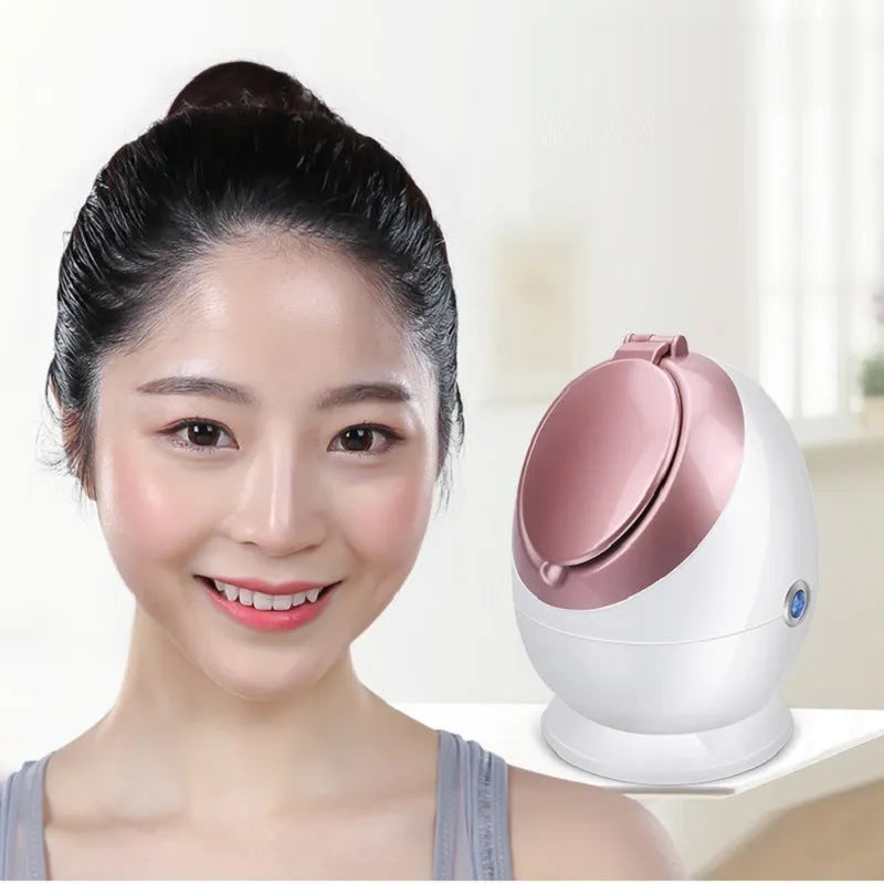 White Nano Ionic Facial Steamer SA-166A with thermal spray function on a tabletop