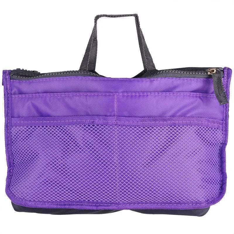 Ladies nylon makeup cosmetic bag in a colour option with zipper closure, 28cm by 10cm by 18cm