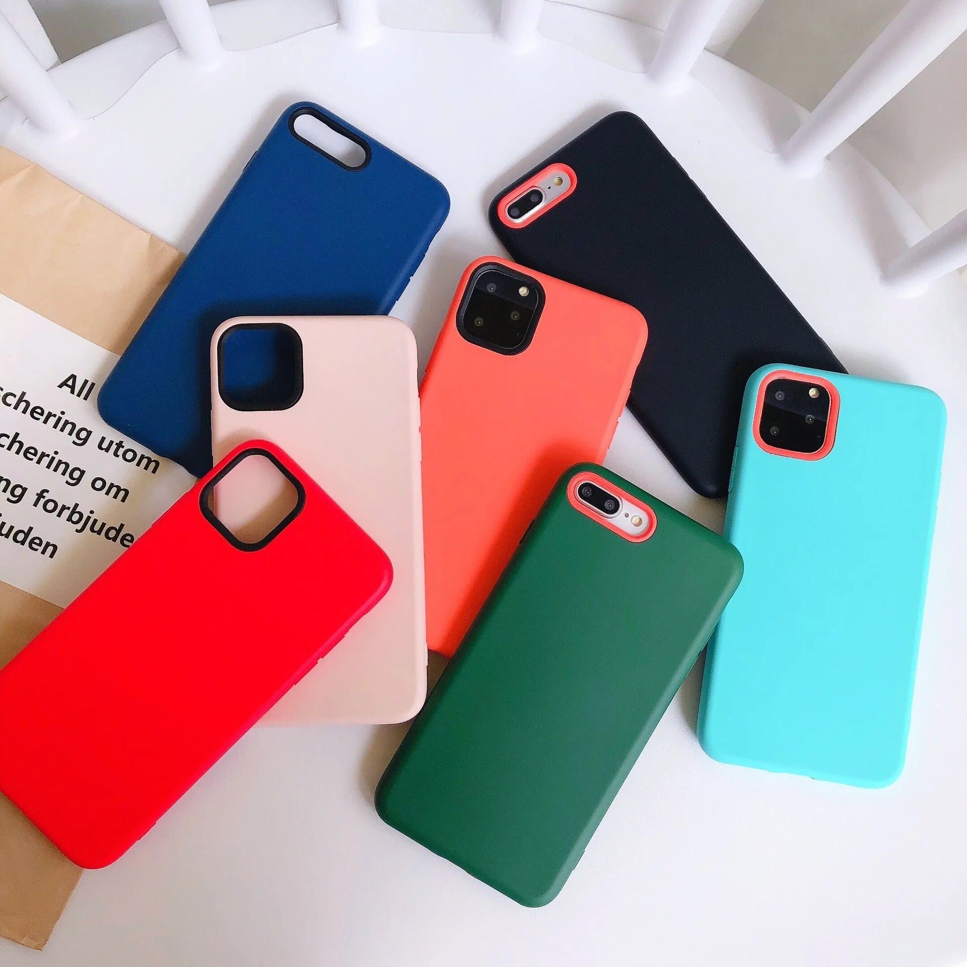 Silicone mobile phone case with liquid hand finish for iPhone 11, available in solid colours