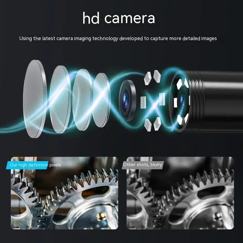 HD waterproof endoscope camera with 8mm probe for automotive and pipe inspection
