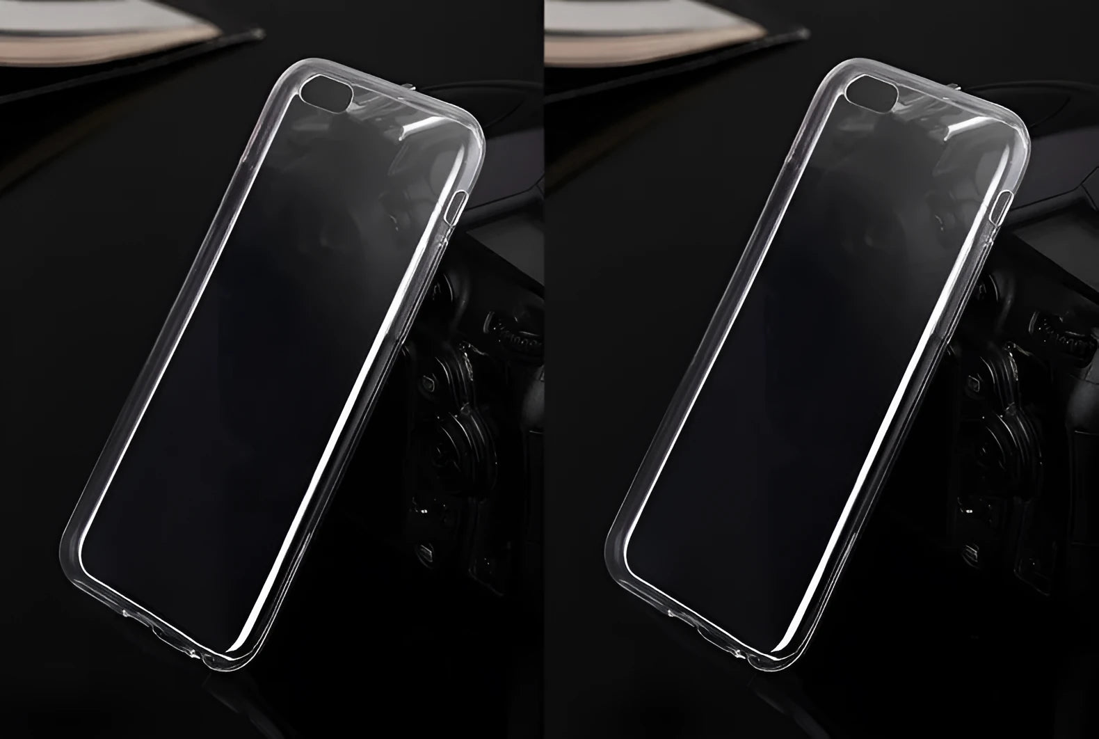 Transparent TPU mobile phone case showing iPhone compatibility from model 5 to 11 Pro Max