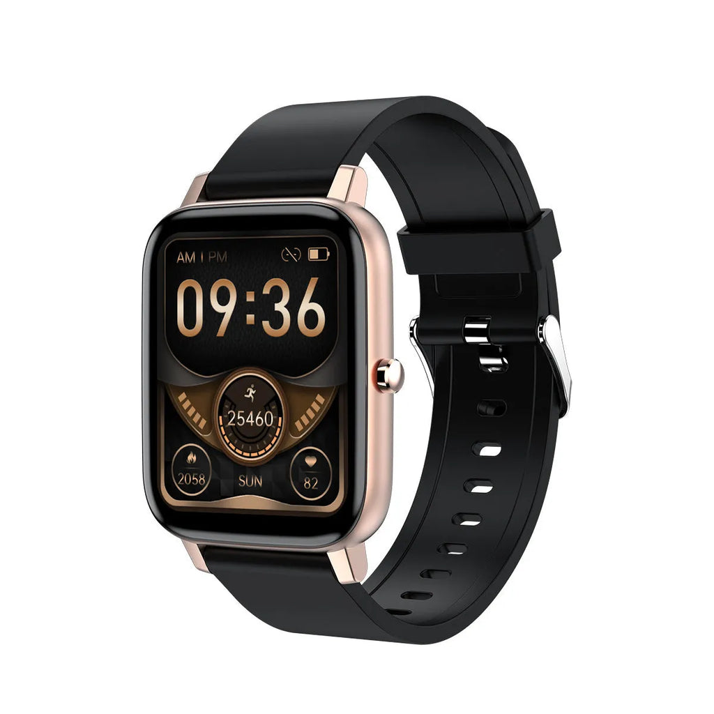 H80 black smart watch with spherical glass screen showing heart rate graph on wrist