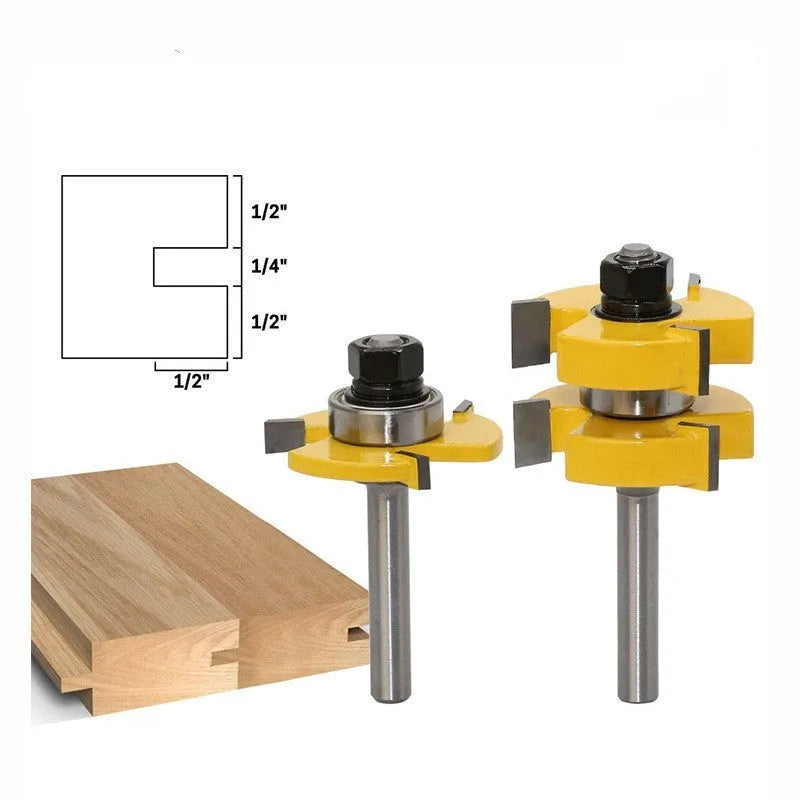 Woodworking T-slot milling cutter with straight handle and three-tooth T-shaped blade