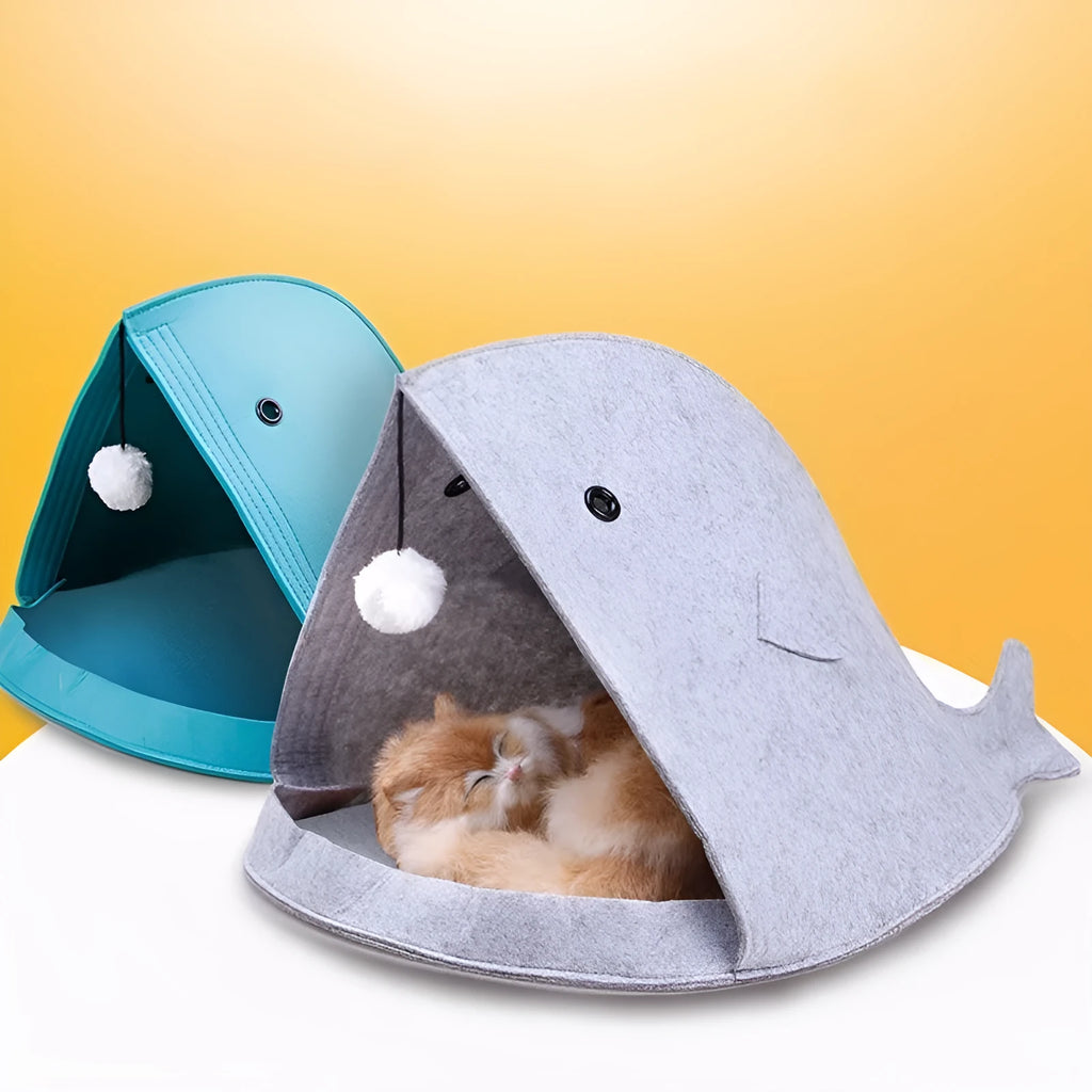 Foldable felt pet nest 40x40x50cm in Blue or Grey, chemical fibre felt, washable and removable