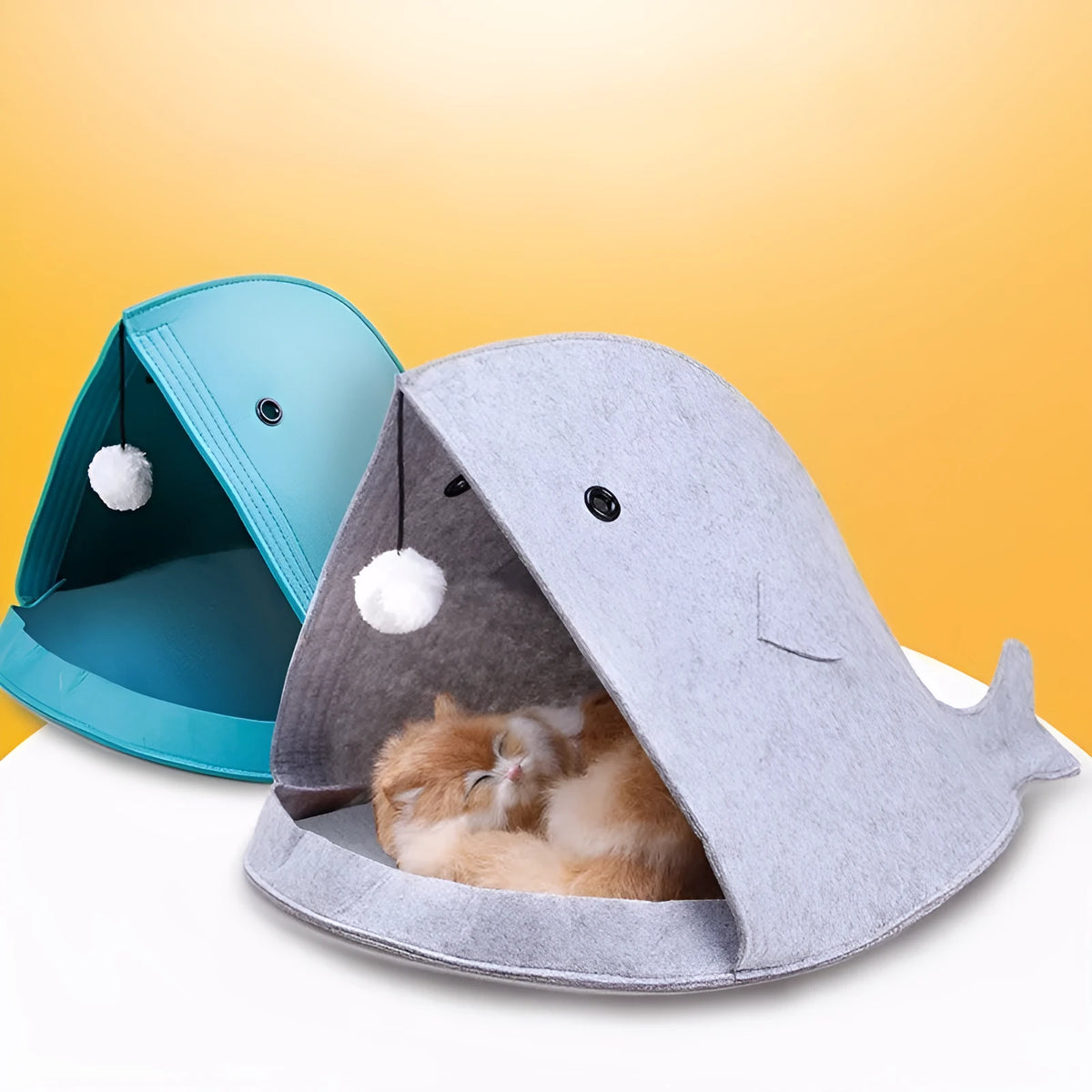 Foldable felt pet nest 40x40x50cm in Blue or Grey, chemical fibre felt, washable and removable