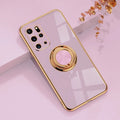 Samsung phone case with ring buckle, magnetic closure, 6D plated fine hole cover, TPU and metal, multiple colours