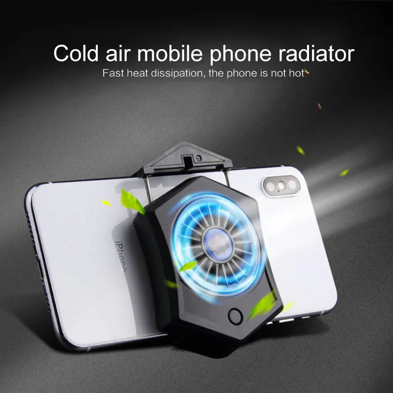 Black and white USB mobile phone radiator cooling fan for gaming accessories.