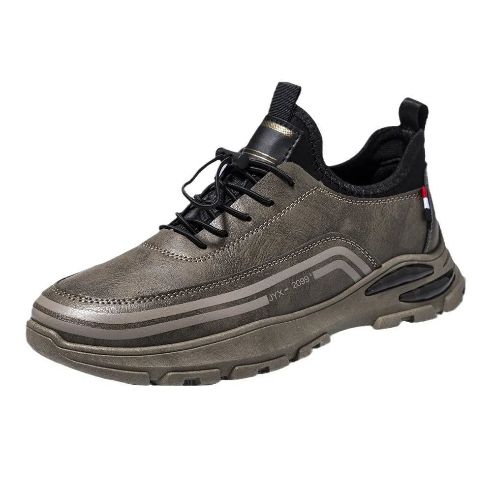 Men's black waterproof fleece-lined sneakers with low-top design and rubber sole