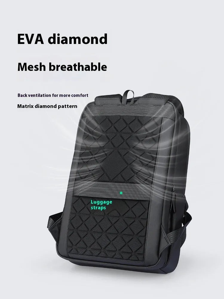 Graphite grey business backpack with external USB charging port on Oxford cloth material
