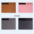Wireless charging mouse pad with phone holder in black, brown, grey, or pink colours