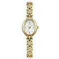 Women's compact alloy watch 8mm thick, one size, white or gold case with matching or contrasting dial and strap
