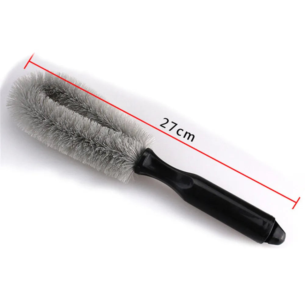 27cm car wheel brush with PP handle and soft PP bristles in black or grey for wheel hub cleaning