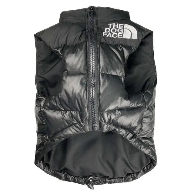Thick black dogface down vest for small dogs autumn and winter clothing