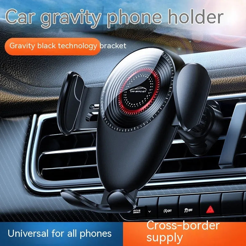 Black universal car mobile phone bracket with mechanical clamp for air vent mounting