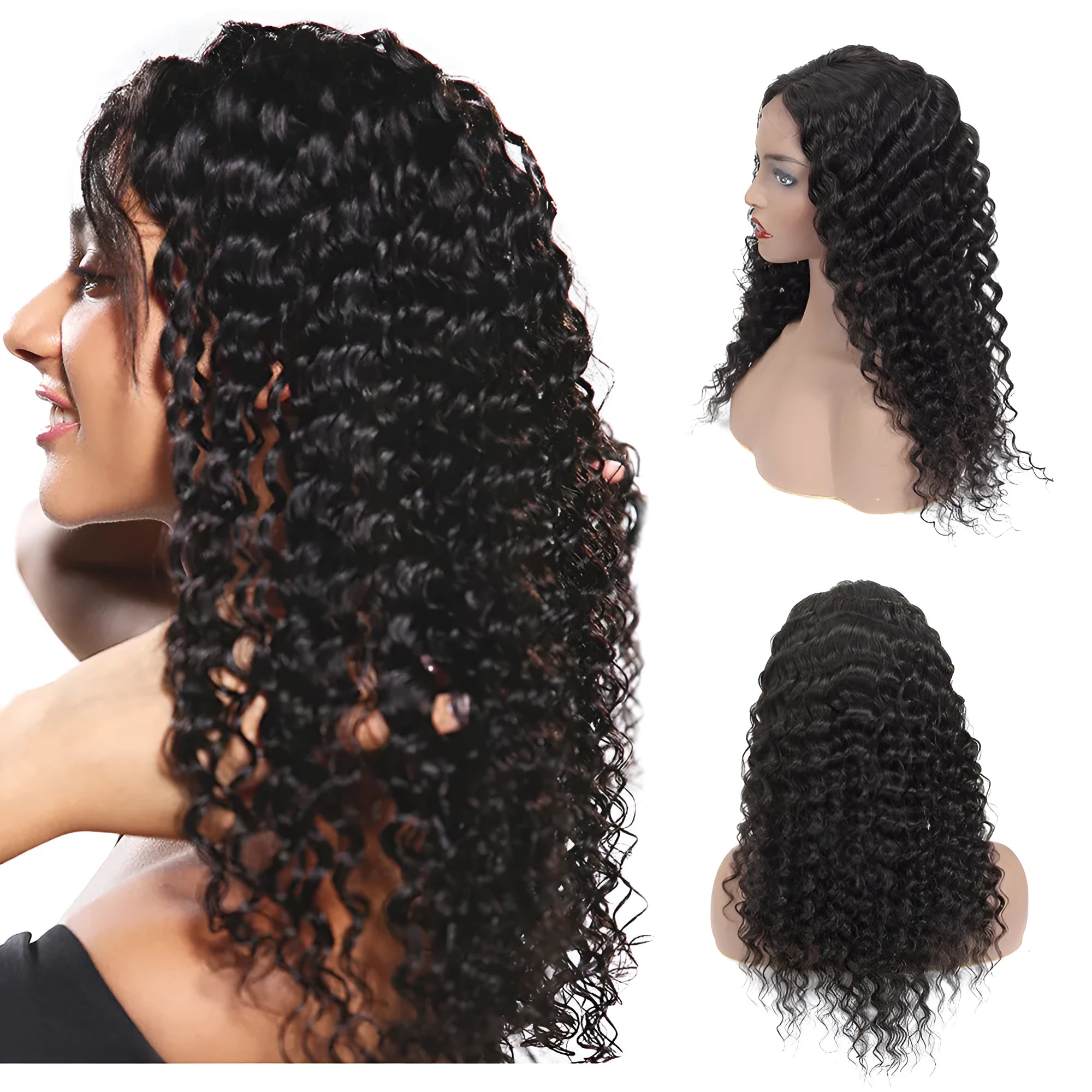 Human hair lace front wig for women in 1b natural colour, 8 to 20 inch length, lightweight 157-212g