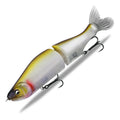 185mm plastic bass fishing bait showing swimming action, available in multiple colour patterns
