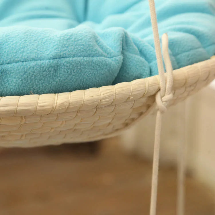 Straw cat hammock with climbing frame 50cm natural hemp rope cat bed