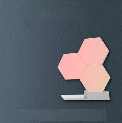 Smart home quantum lamp with controller and three colourful light blocks for indoor use