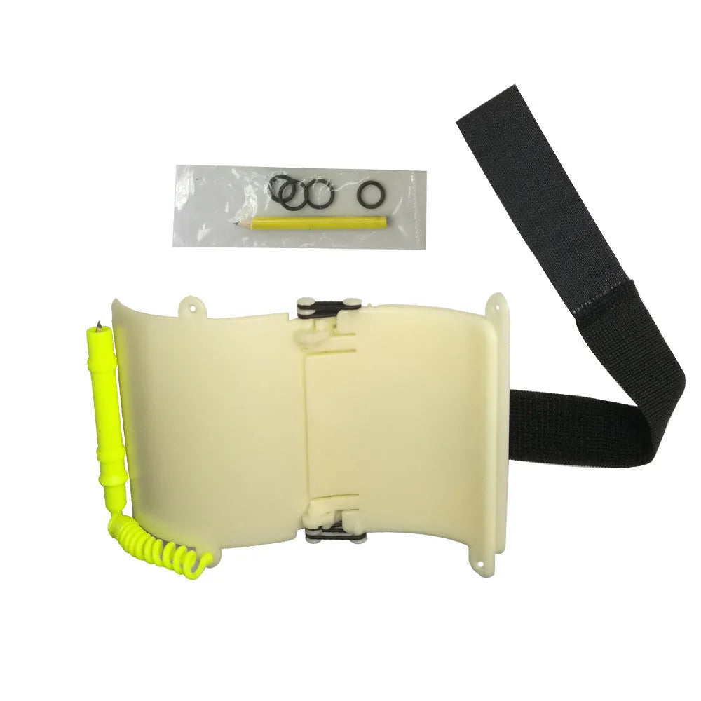 Luminous underwater writing wristboard with pencil for scuba diving communication