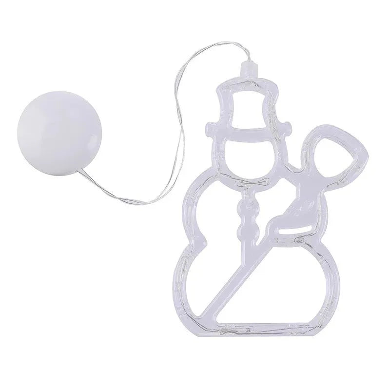 Christmas LED decorative light with suction cup showing Santa Claus, elk and snowman designs on window
