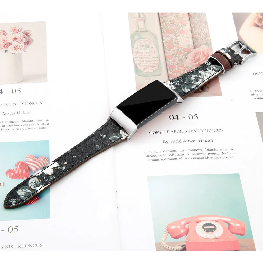 First layer cowhide watch strap for Fitbit Charge 3 and Charge 4, 18mm straight buckle, available in multiple colours and sizes
