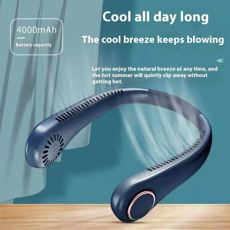 USB charging neck hanging fan in modern Chinese style with brushless motor