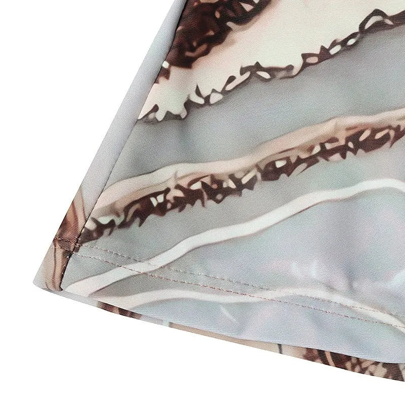 Brown women's polyester bikini set for swimming, showing top and bottom pieces