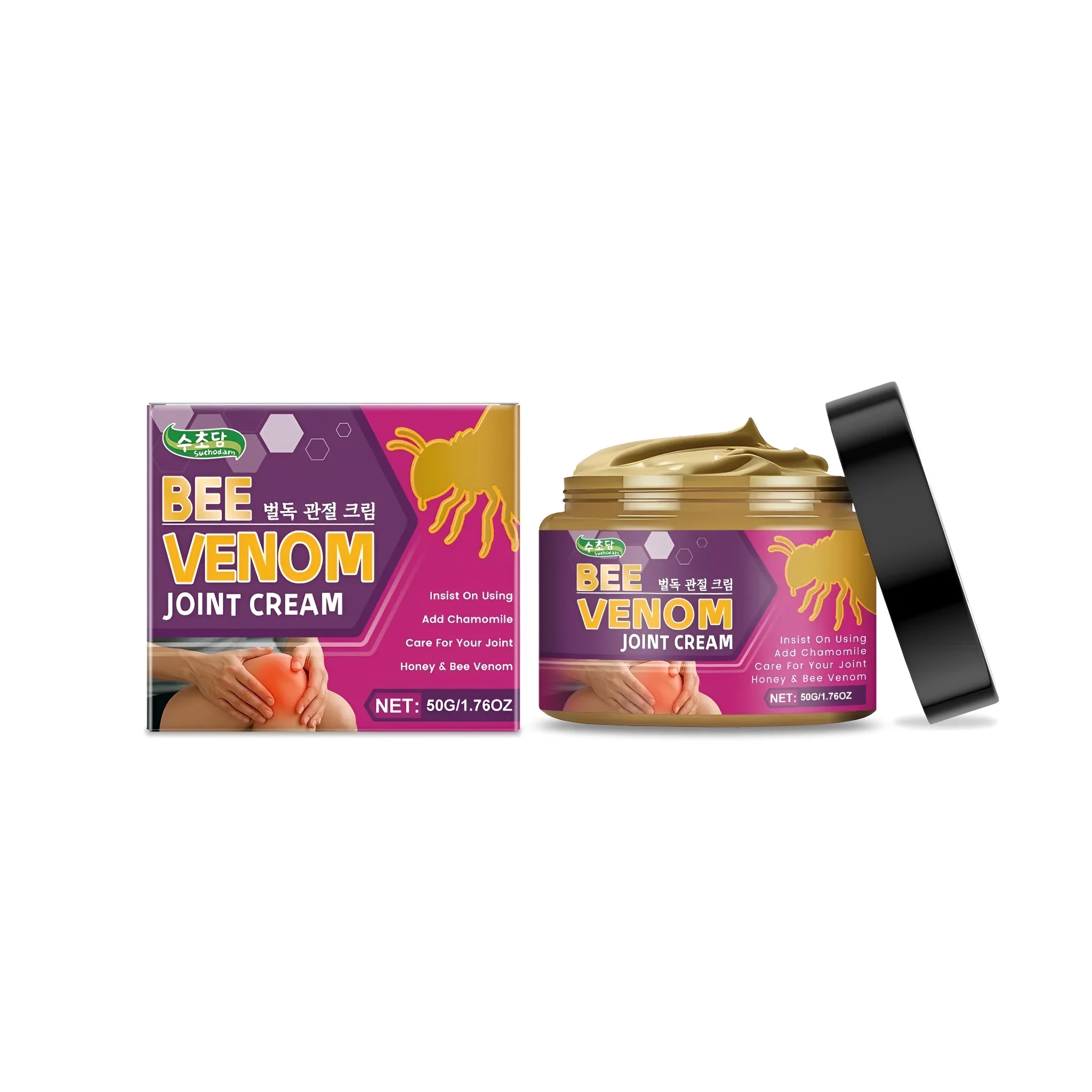 50g tube of chamomile and aloe joint cream with honey and bee venom.