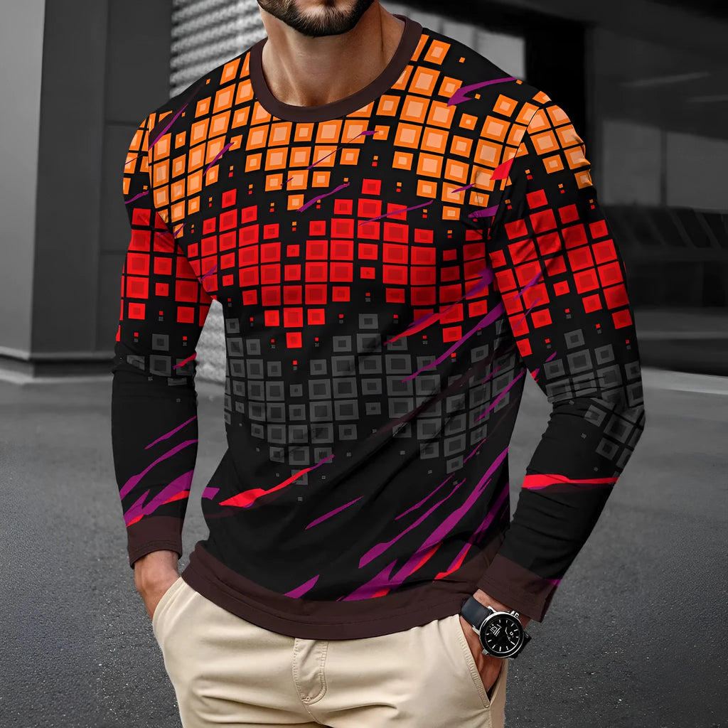 Men's long sleeve milk silk pullover top in round neck casual style showing colour options