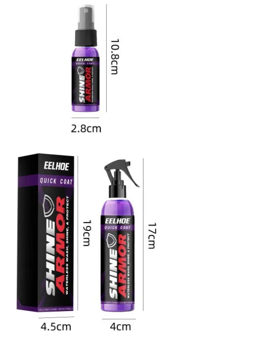 Purple automotive nano coating spray bottle with microplated crystal formula.
