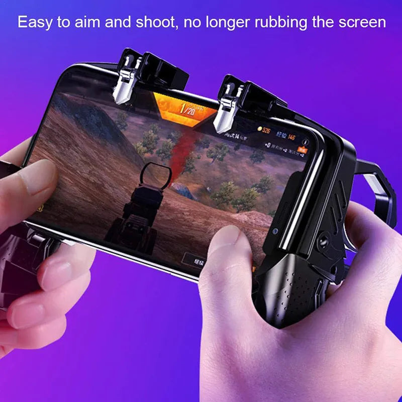 Black multi-function PUBG gamepad controller with trigger for 4-6.5 inch smartphones