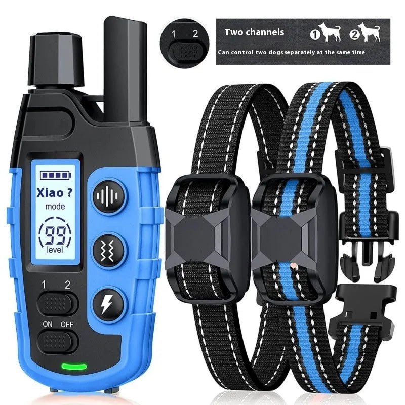 Colour screen dog trainer remote control and collar set with waterproof design and dual power display 2000 metre range