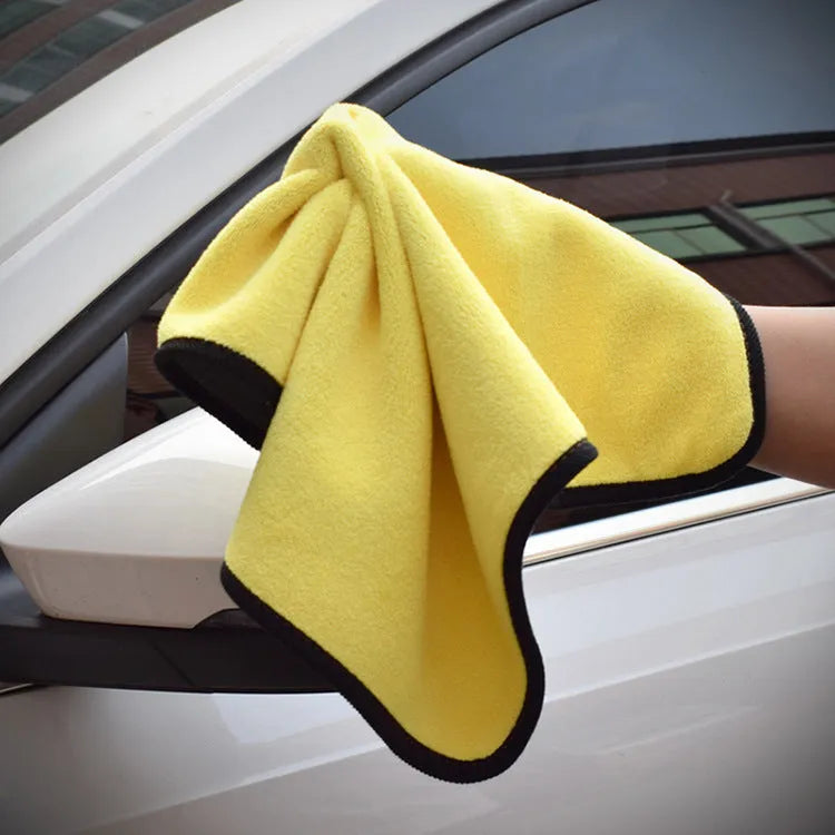 Two-colour double-sided microfibre car wash towel 30x30cm with silk banded edges