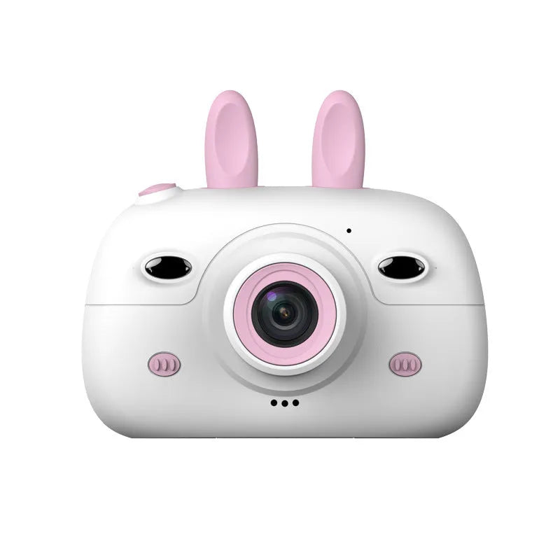 Cartoon rabbit video recorder kids camera with 1080P dual camera, dual flash, 650mAh battery, in green or pink