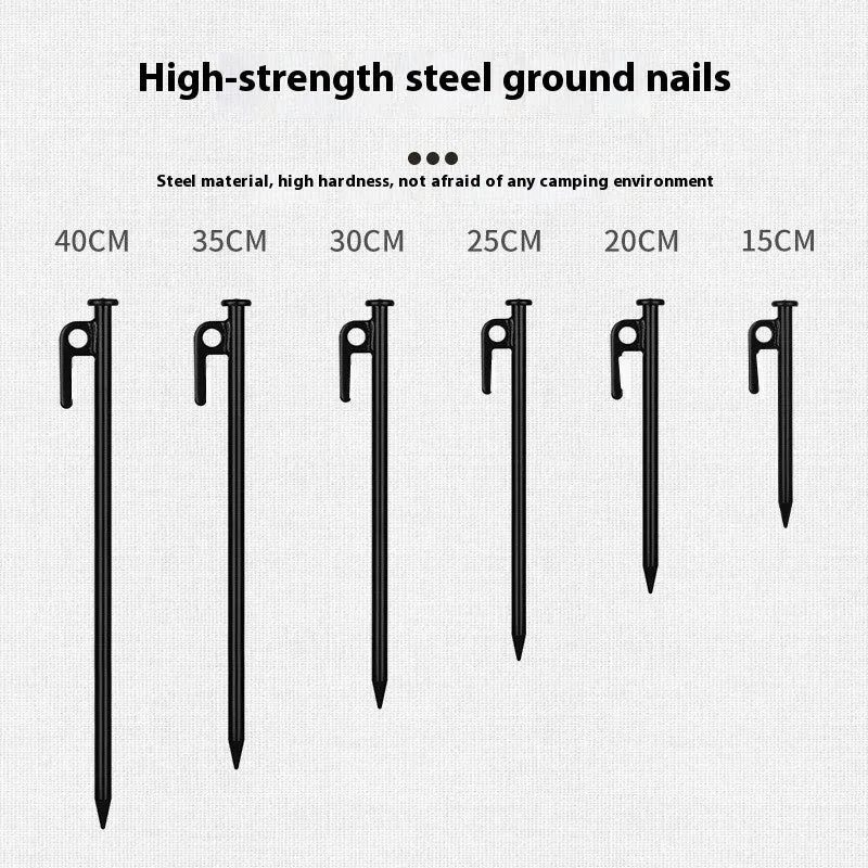 Outdoor camping steel nail stake 30cm black colour for tent and gazebo ground anchoring