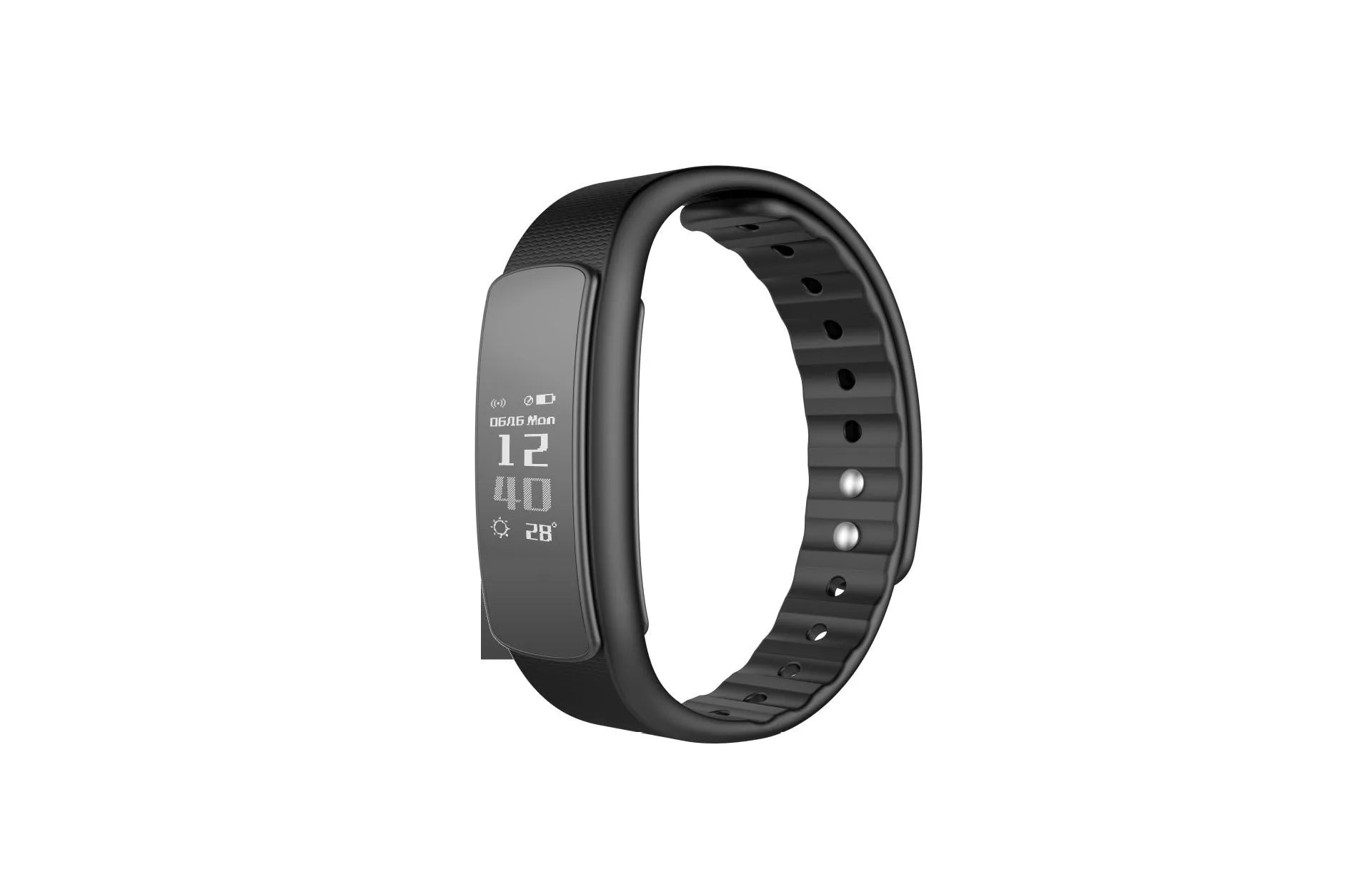 I6 smart sports bracelet with 0.96-inch screen on a TPU wristband, shown in black and green colours.