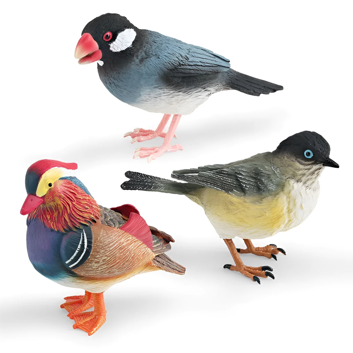 Handmade PVC mandarin duck and sparrow figurine for bonsai, garden, and home decoration