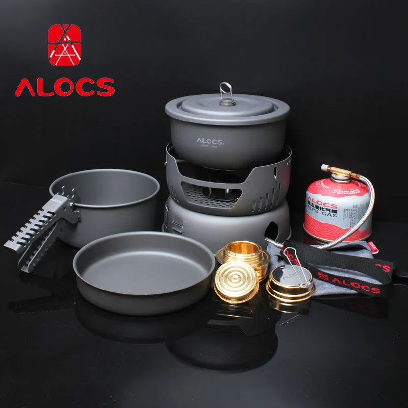 Alocs aluminium outdoor pot set in Pot set style for camping, hiking and picnics, made in China
